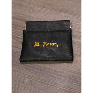 Gold Stamp Lettering "My Rosary" Black Vinyl Squeeze Case, 3 1/4 Inch